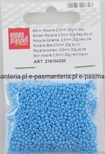 koraliki szklane 2,5mm kol błękitny 20g 216104320
