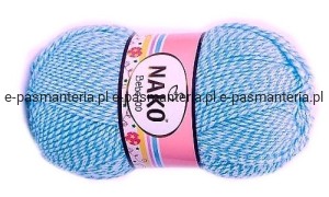 włóczka  NAKO SUPER  BEBE 50g kolor: 21291/ biało-niebieski