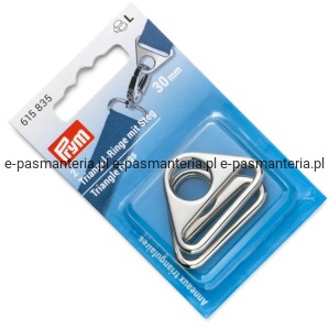 Trójkątne pierścienie do torebek 30mm srebrne 2szt PRYM 615835 .