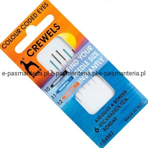 igły do haftu z kolorowym uchem 10-12" PONY 04883 .