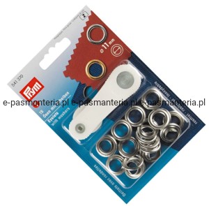 oczka do tkanin,jeansu fi 11mm srebrne 15szt PRYM 541370 .