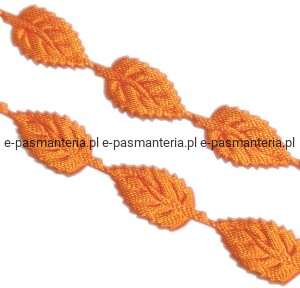 Koronka mały listek kol. pomarańczowy 10mm .