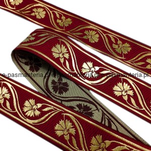 Taśma żakardowa w chabry 3.5cm kol. bordowy