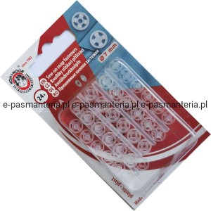 zatrzaski plastikowe 1/2 (7mm) przeźroczyste  24szt