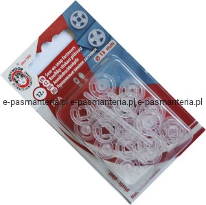 zatrzaski plastikowe 5 (13mm) przeźroczyste  12szt