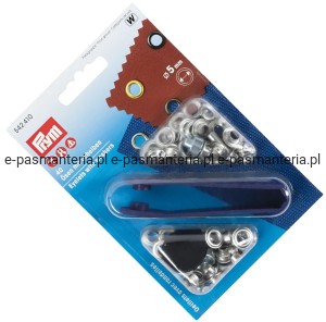 oczka do tkanin, jeansu fi 5mm srebrne PRYM 542410 .