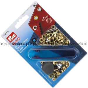 oczka do tkanin, jeansu fi 5mm złote 40szt PRYM 542411 .