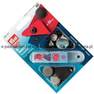 napy do kurtek, bluz czarne oksydowane fi 20mm 6szt PRYM 390377 . 