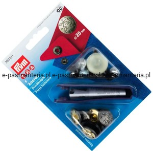 napy do kurtek, bluz stare srebro fi 20mm 6szt PRYM 390511 .