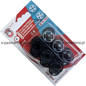 zatrzaski plastikowe  6 (15mm) czarne 9szt 