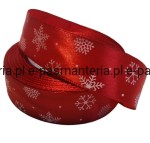 wstążka 38mm / 22mb czerwona  śnieżynka 