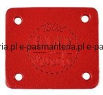 etykieta skórzana "hand made" 07 czerwona 32x38mm