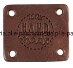 etykieta skórzana "hand made" 03 brązowa 32x38mm