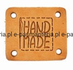 etykieta skórzana "hand made" 06 cognac 32x38mm w2