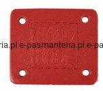 etykieta skórzana "hand made" 07 czerwony 32x38mm w2