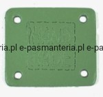 etykieta skórzana "hand made" 10 zielony 32x38mm w2