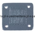 etykieta skórzana "hand made" 15 granatowa  32x38mm w2