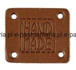 etykieta skórzana "hand made" 04 czekolada 32x38mm w2