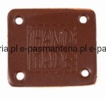 etykieta skórzana "hand made" 03 brązowa 32x38mm w2 