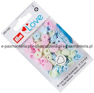 napy plastikowe COLOR SNAPS  fi 12,4mm PRYM 393030 serca .
