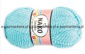 włóczka  NAKO SUPER  BEBE 50g kolor: 21292 / biało-turkusowy