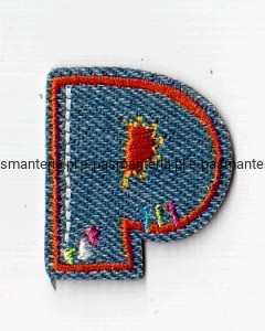 literka haftowana termoprzylepna  jeans  P 
