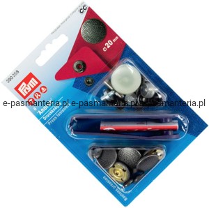 napy do kurtek, bluz stare srebro wzór fi 20mm 6szt PRYM 390358 .