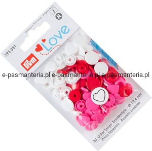 napy plastikowe COLOR SNAPS  fi 12,4mm PRYM 393031 serca .
